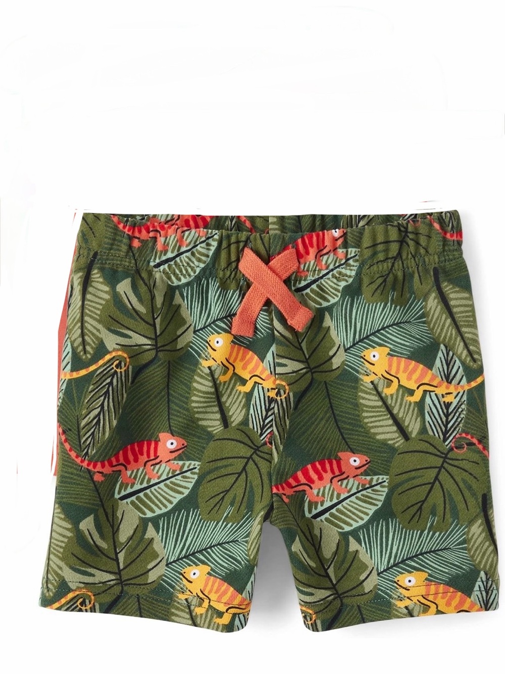Kids Green Tropical Chameleon Print Shorts